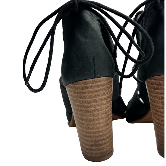 Lucky Brand Lanita Black Leather Ankle Lace Up Booties Gladiator Sz: 6M - Picture 10 of 11